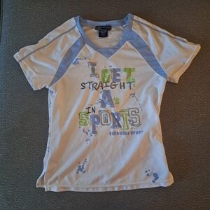 Skechers Blue and White Short Sleeve Tee with Playful Graphic